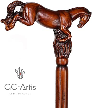GC-Artis Horse Wood Carved Walking Stick Handle Wooden Walking Cane for Men Women Gentleman 36” - Image 6
