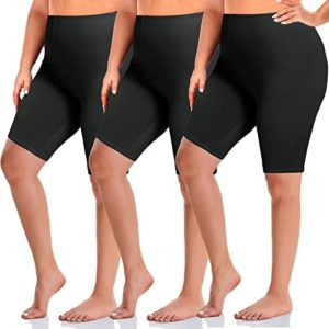TNNZEET 3 Pack Plus Size Biker Shorts for Women – 8" Buttery Soft Black Workout Yoga Shorts（2X, 3X, 4X）