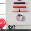 5-Tiers Yoga Mat Holder Wall Mount, Metal Storage Rack for Yoga Mat/Wheels, Foam Roller and Block etcs, Wall Rack Organizer with 3-Hooks for Hanging Stretching Strap & Resistance Bands, Yoga Room/Home Gym Decor - Image 4