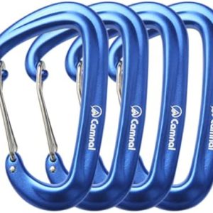 CAMNAL Quickdraw Climbing Carabiner Clips 16KN Heavy Duty Carabiner Lightweight Carabiners, for Hammocks, Camping, Key Chains, Outdoor, Locking Dog Leash, Swing, 4 pcs