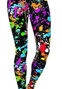sissycos Women's 80s Leggings Artistic Splash Printed Buttery Soft Stretchy Pants
