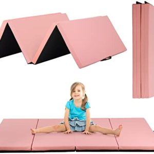Gymnastics Exercise Mat Thick Tumbling Mats for Home, Yoga Mat Folding Exercise Pad Leather Gym Fitness Mat
