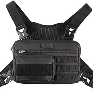 Fitdom Tactical Inspired Sports Utility Chest Pack. Chest Bag For Men With Built-In Phone Holder. This EDC Rig Pouch Vest is Perfect For Workouts, Cycling & Hiking