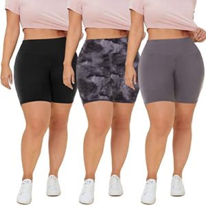 QGGQDD 3 Pack Plus Size 8" Biker Shorts for Women – High Waisted Black Maternity Yoga Shorts (2X 3X 4X)