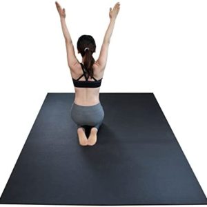 RevTime Extra Large Exercise Mat 8 x 5 feet (96" x 60" x 1/4") 6 mm Thick & High Density Mat for Home Cardio and Yoga Workouts, Durable Gym Mat, Black