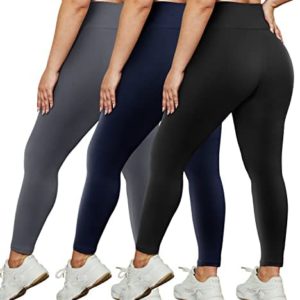 HLTPRO 3 Pack Plus Size Leggings for Women(X-Large - 4X)- High Waist Stretchy Buttery Soft Pants for Workout Running Yoga