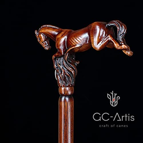 GC-Artis Horse Wood Carved Walking Stick Handle Wooden Walking Cane for Men Women Gentleman 36” - Image 9