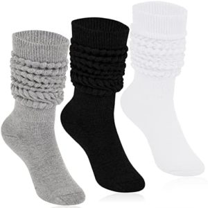 KEREDA Slouch Socks Women Knee High Scrunch Scrunchie Socks 3 Pairs Size 6-11