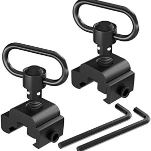 RTMGOB QD Sling Swivel Mount - 360° Rotation Picatinny Sling Mount QD Sling Swivel with Mount Base - Quick Detach Sling Swivel with Push Button Low Profile Rail Sling Mount (2 Pack)