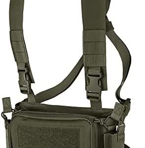 KRYDEX Tactical Chest Rig with Triple 5.56 / 7.62 Mag Pouch Insert 9mm Mag Pouches and X Harness
