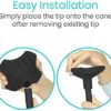 Vive Self Standing Cane Tip - 3/4 Inch Replacement - Heavy Duty Rubber Quad Base for Walking, Folding & Medical Canes - Stable Grip Traction Attachment - for Men, Women, Elderly & Seniors (Black) - Image 3