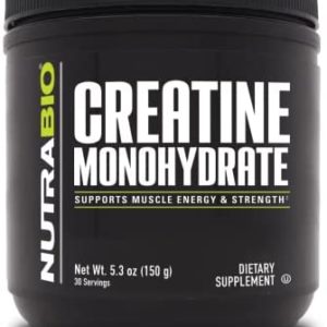 NutraBio Creatine Monohydrate - Micronized and Pure Grade - Supports Muscle Energy and Strength - (150 Grams) - Unflavored, HPLC Tested (150g)