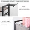 Yoga Mat Storage Rack Home Gym Equipment Storage Organizer Yoga Mat Holder for Yoga Mat Foam Roller Dumbbells Kettlebells Resistance Bands and More Gym Accessories Women Men Workout Equipment Organization with Hooks and Wheels - Image 4