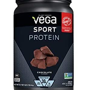 Vega Sport Protein Powder Chocolate (14 servings, 21.7 oz) - Plant-Based Vegan Protein Powder, BCAAs, Amino Acid, tart cherry, Non Dairy, Gluten Free, Non GMO (Packaging May Vary)