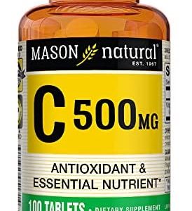 MASON NATURAL Vitamin C 500 mg - Supports Healthy Immune System, Antioxidant and Essential Nutrient, 100 Tablets