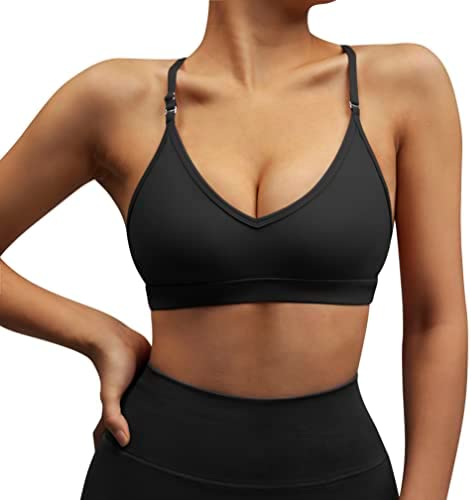 DOULAFASS Sports Bras for Women Fitness Cross Back Padded Workout Yoga Bra Tops - Image 2