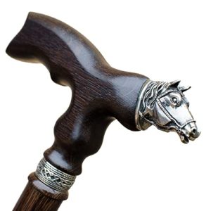 Custom Men's Cane Mustang Fancy Wooden Walking Stick for Men Fashionable Hand Carved Vintage Canes Walking Sticks