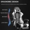 GTPLAYER Gaming Chair, Computer Chair with Footrest and Lumbar Support, Height Adjustable Game Chair with 360°-Swivel Seat and Headrest and for Office or Gaming (White) - Image 2