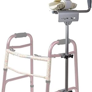 MABIS Walker Platform Attachment With Adjustable Padded Cuff, No Tools Needed, Attaches to Most Walkers, FSA and HSA Eligible, Made of Lightweight Aluminum, Silver