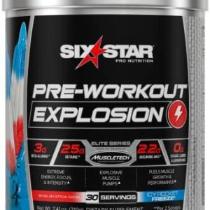 Pre Workout | Six Star PreWorkout Explosion | Pre Workout Powder for Men & Women | PreWorkout Energy Powder Drink Mix | Sports Nutrition Pre-Workout Products | ICY Rocket Freeze(30 Servings)
