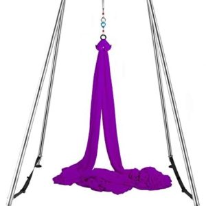 Happybuy Yoga Sling Inversion, 9.6 FT Inversion Yoga Swing Stand 68lbs, 551lbs/250kg Aerial Yoga Frame with 236in/6m Yoga Swing Inversion Sling Body Yoga Bundle Safety Belts