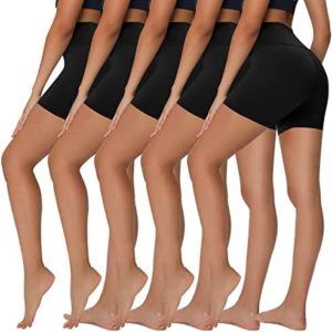 Sundwudu 5 Pack Biker Shorts for Women - 5“ High Waist Soft Spandex Workout Shorts for Yoga Cycling Running Athletic