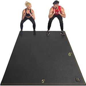 GXMMAT Large Exercise Mat 6'x5'x7mm, Non-Slip Workout Mats for Home Gym Flooring, Extra Wide and Thick Durable Cardio Mat, High Density, Shoe Friendly, Great for Plyo, MMA, Jump Rope, Stretch, Fitness