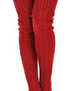 SherryDC Women's Cable Knit Thigh High Socks Winter Boot Stockings Extra Long Over Knee High Leg Warmers