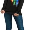 MAGICMK Woman’s Sweatershirt Lips Print Causal Blouse Off The Shoulder Long Sleeve Loose Slouchy Pullover Plus Size Tops - Image 4