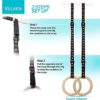 Vulken Wooden Gymnastic Rings with Adjustable Numbered Straps. 1.25'' Olympic Rings for Core Workout, Crossfit, Bodyweight Training. Home Gym Rings with 8.5ft Exercise Straps and Workout Handles. - Image 2