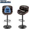 Aowos Adjustable Swivel Bar Stools Set of 2, Mid-Century Modern PU Leather Upholstered Counter Height Bar Stool, Kitchen Island Barstools with Back Brown - Image 4