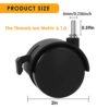 2" Stem Casters Replacement Casters Threaded Swivel Furniture Caster Wheels with Brakes 100Lbs (M6-1.0x15mm-Black-No Brake) - Image 6