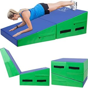HALEDAZE 48"×24"×14" Folding Gymnastics Wedge Incline Mat for Female and Kid Home Training Tumbling Skill Mat