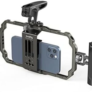 SmallRig Universal Phone Video Rig Kit for iPhone 14 13 12 Pro Max, Aluminum Handheld Phone Cage with Handles, Video Stabilizer Rig for Vlog Videography Live Streaming -3155