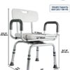 360 Degree Heavy Duty Swivel Shower Chair with Armrests and Back Support, Shower Chair for Inside Shower, Tub Transfer Bench, Shower Stool&Bath Chair(RightHand Handle) - Image 2