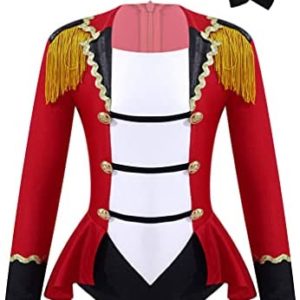 dPois Kids Girls Circus Ringmaster Costume Halloween Outfits Vintage Tassel Jacket Magic Show Leotard with Tie