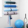 5-Tiers Yoga Mat Holder Wall Mount, Metal Storage Rack for Yoga Mat/Wheels, Foam Roller and Block etcs, Wall Rack Organizer with 3-Hooks for Hanging Stretching Strap & Resistance Bands, Yoga Room/Home Gym Decor - Image 5