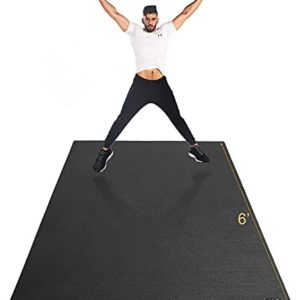 Gxmmat Large Exercise Mat 6'x4'x7mm, Thick Workout Mats for Home Gym Flooring, Extra Wide Non-Slip Durable Cardio Mat, High Density, Shoe Friendly, Perfect for Plyo, MMA, Jump Rope, Stretch, Fitness