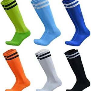 VWU Unisex Knee High Double Stripes Athletic Soccer Football Tube Socks for Adults&Children