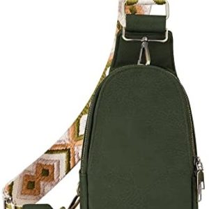 KFXFENQ Sling Bag for Women PU Leather Sling Bag Small Crossbody Sling Backpack Multipurpose Chest Bag for Women Cycling (Green)