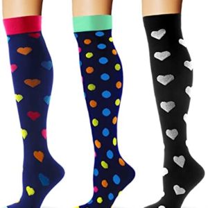 Saniripple (3 pairs) Compression Socks 20-30 mmHg Long Socks for Women and Knee High Socks Best Support for Women