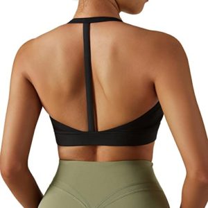MOOSLOVER Women Y Back Sports Bra Racerback Spaghetti Straps Padded Workout Yoga Bras