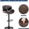 Aowos Adjustable Swivel Bar Stools Set of 2, Mid-Century Modern PU Leather Upholstered Counter Height Bar Stool, Kitchen Island Barstools with Back Brown - Image 5