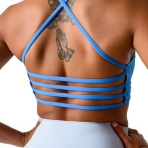 Kamo Fitness Iris Strappy Sports Bra for Women Light Support Backless Crop Top Removable Padding Open Back