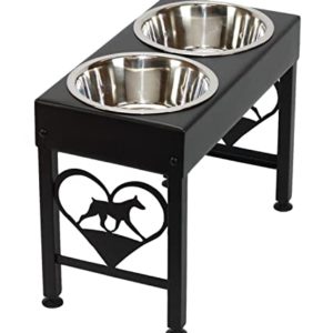 Elevated Dog Bowls 16" Tall Raised Feeder Stand For Doberman Pinscher All Steel Construction