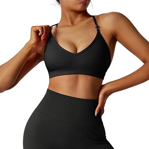 DOULAFASS Sports Bras for Women Fitness Cross Back Padded Workout Yoga Bra Tops - Image 5