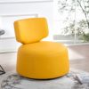 HoRunzelin 29" Wide Modern PU Leather Swivel Barrel Chair,Comfortable Round Accent Sofa Chair,Lounge Chair for Office Leisure Area,Clubs,Living Room,Bedroom,Yellow - Image 3