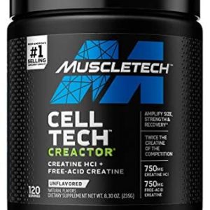 Creatine Powder | MuscleTech Cell-Tech Creactor Creatine HCl Powder | Post Workout Muscle Builder for Men & Women | Creatine Hydrochloride + Free-Acid | Unflavored (120 Servings)