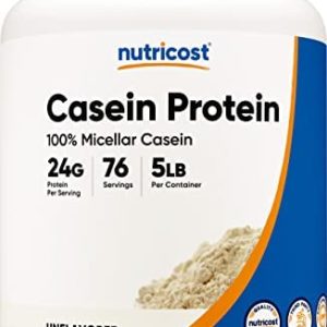 Nutricost Casein Protein Powder 5lb - Micellar Casein, Non-GMO, Gluten Free (Unflavored)