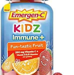 Emergen-C Kidz Immune+ Immune Support Dietary Supplements, Flavored Gummies with Vitamin C, B Vitamins and Vitamin D for Immune Support, Fun-Tastic Fruit Flavored Gummies - 44 Count